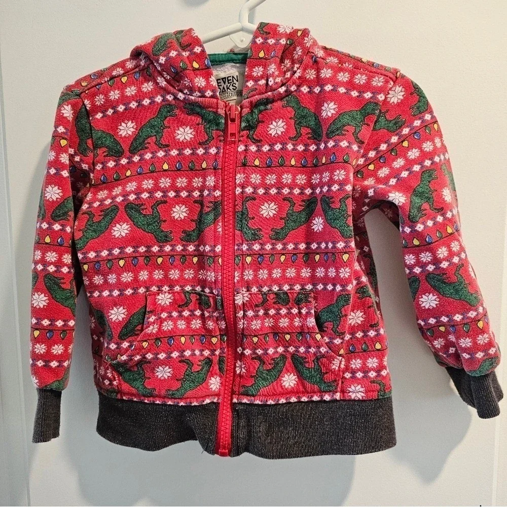 Kid's‎ sz2T Dinosaur Christmas Lights Snowflake Hoodie Pants Set Holiday